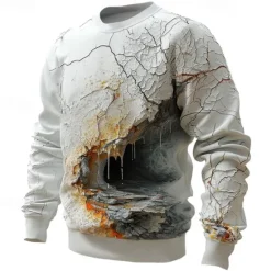 Discount OUKU Men's Cave Sweatshirts Sweatshirt Pullover Long Sleeve Sweatshirt Crew Neck 3D Subculture 3D Print Vacation Holiday Going out 3D Print Spring & Fall