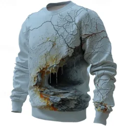 Discount OUKU Men's Cave Sweatshirts Sweatshirt Pullover Long Sleeve Sweatshirt Crew Neck 3D Subculture 3D Print Vacation Holiday Going out 3D Print Spring & Fall