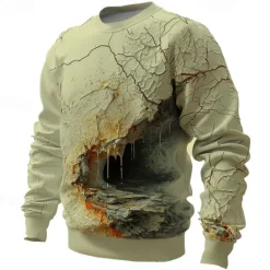 Discount OUKU Men's Cave Sweatshirts Sweatshirt Pullover Long Sleeve Sweatshirt Crew Neck 3D Subculture 3D Print Vacation Holiday Going out 3D Print Spring & Fall
