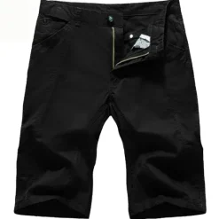 Online OUKU Men's Chino Shorts Bermuda shorts Work Shorts Pocket Plain Knee Length Outdoor Daily Going out Cotton Blend Fashion Streetwear Green Khaki Micro-elastic