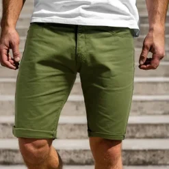 Clearance OUKU Men's Chino Shorts Bermuda shorts Work Shorts Pocket Plain Comfort Breathable Knee Length Outdoor Casual Daily Fashion Streetwear Blue Khaki