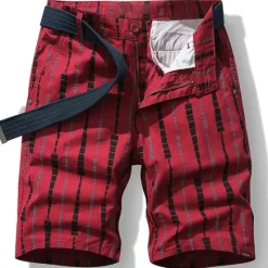 Hot OUKU Men's Chino Shorts Bermuda shorts Work Shorts Pocket Print Graphic Prints Comfort Outdoor Daily Going out Cotton Blend Fashion Streetwear Black Wine