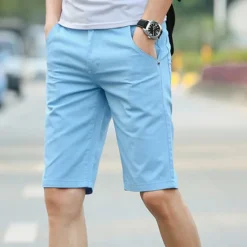 OUKU Men's Chino Shorts Bermuda shorts Work Shorts Pocket Plain Comfort Soft Knee Length Outdoor Casual Daily Fashion Streetwear Black Wine