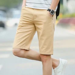 OUKU Men's Chino Shorts Bermuda shorts Work Shorts Pocket Plain Comfort Soft Knee Length Outdoor Casual Daily Fashion Streetwear Black Wine