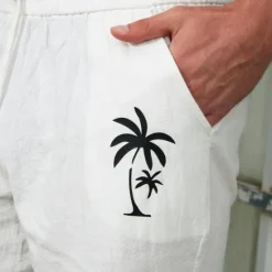 New OUKU Men's Chinos Casual Shorts Leaf Breathable Outdoor Short Outdoor Daily Vacation Hawaiian White Blue Micro-elastic