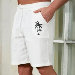 New OUKU Men's Chinos Casual Shorts Leaf Breathable Outdoor Short Outdoor Daily Vacation Hawaiian White Blue Micro-elastic