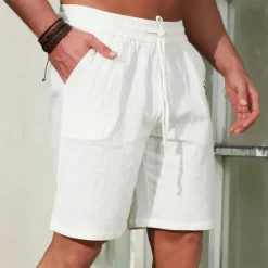 New OUKU Men's Chinos Casual Shorts Leaf Breathable Outdoor Short Outdoor Daily Vacation Hawaiian White Blue Micro-elastic