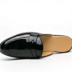 Outlet OUKU Men's Classic White Faux Leather Mule Loafers - Sleek Slip-On Shoes for Business Casual and Formal Events