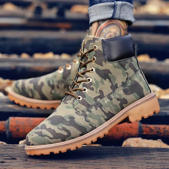 Best OUKU Men's Classic Yellow Work Boots – Durable Lace-Up Ankle Boots with Cushioned Collar and Rugged Sole