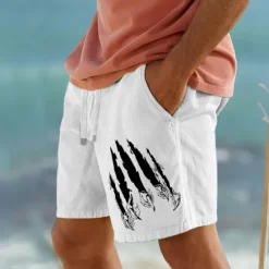 Online OUKU Men's Claw Marks Scratches Shorts Summer Shorts Beach Shorts Mid Waist Hawaiian Casual Outdoor Holiday Going out Drawstring Elastic Waist Print Designer Clothing Apparel