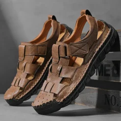 Best OUKU Men's Closed-Toe Suede Sandals - Lightweight Breathable Design with Adjustable Strap, Ideal for Summer Casual and Outdoor Activities