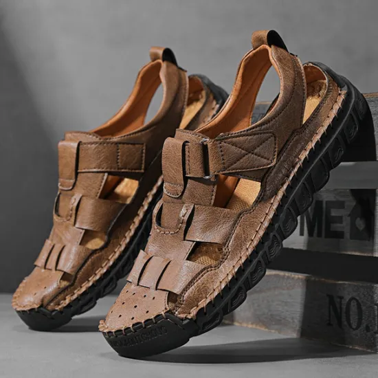 Best OUKU Men's Closed-Toe Suede Sandals - Lightweight Breathable Design with Adjustable Strap, Ideal for Summer Casual and Outdoor Activities