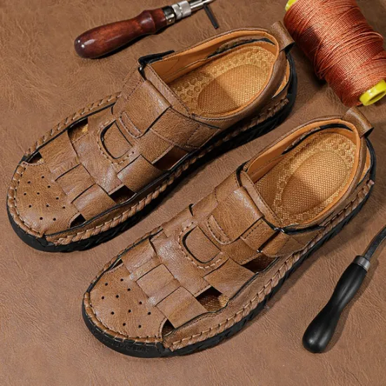 Best OUKU Men's Closed-Toe Suede Sandals - Lightweight Breathable Design with Adjustable Strap, Ideal for Summer Casual and Outdoor Activities