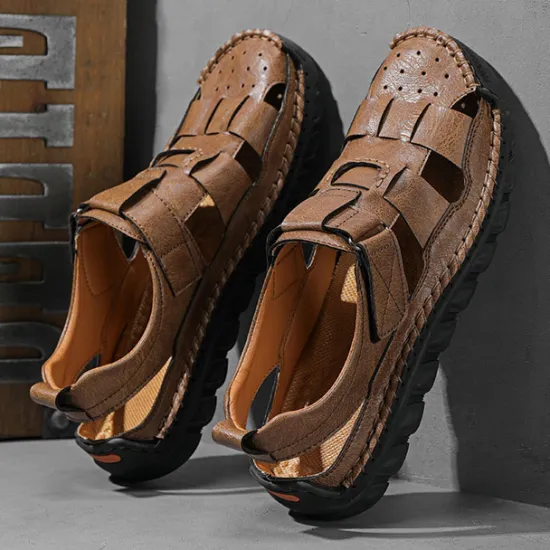 Best OUKU Men's Closed-Toe Suede Sandals - Lightweight Breathable Design with Adjustable Strap, Ideal for Summer Casual and Outdoor Activities