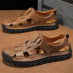 Best OUKU Men's Closed-Toe Suede Sandals - Lightweight Breathable Design with Adjustable Strap, Ideal for Summer Casual and Outdoor Activities
