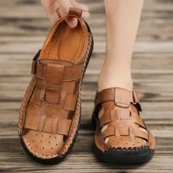 Best OUKU Men's Closed-Toe Suede Sandals - Lightweight Breathable Design with Adjustable Strap, Ideal for Summer Casual and Outdoor Activities