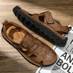 Best OUKU Men's Closed-Toe Suede Sandals - Lightweight Breathable Design with Adjustable Strap, Ideal for Summer Casual and Outdoor Activities