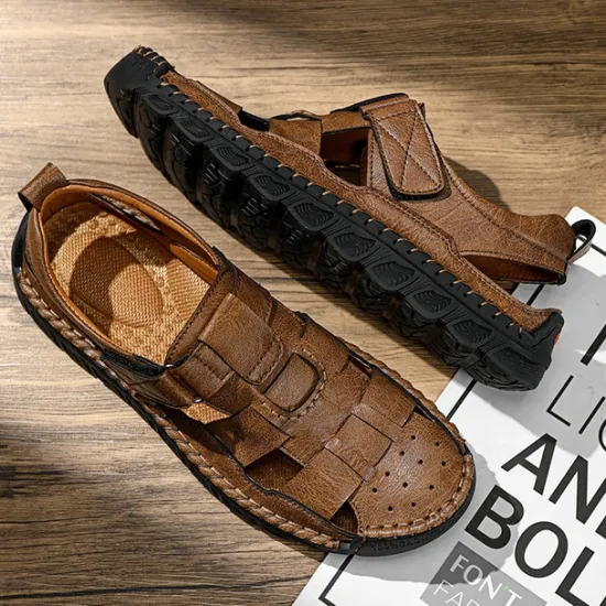 Best OUKU Men's Closed-Toe Suede Sandals - Lightweight Breathable Design with Adjustable Strap, Ideal for Summer Casual and Outdoor Activities