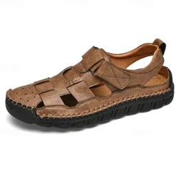 Best OUKU Men's Closed-Toe Suede Sandals - Lightweight Breathable Design with Adjustable Strap, Ideal for Summer Casual and Outdoor Activities