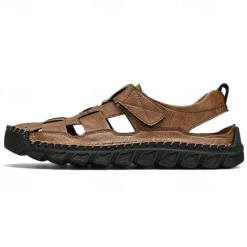 Best OUKU Men's Closed-Toe Suede Sandals - Lightweight Breathable Design with Adjustable Strap, Ideal for Summer Casual and Outdoor Activities