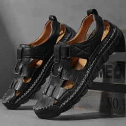 Best OUKU Men's Closed-Toe Suede Sandals - Lightweight Breathable Design with Adjustable Strap, Ideal for Summer Casual and Outdoor Activities