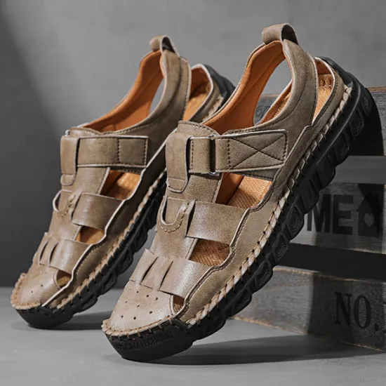 Best OUKU Men's Closed-Toe Suede Sandals - Lightweight Breathable Design with Adjustable Strap, Ideal for Summer Casual and Outdoor Activities
