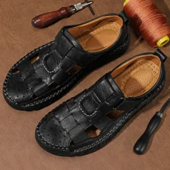 Best OUKU Men's Closed-Toe Suede Sandals - Lightweight Breathable Design with Adjustable Strap, Ideal for Summer Casual and Outdoor Activities