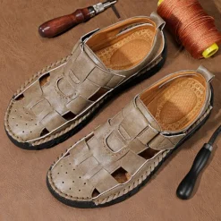 Best OUKU Men's Closed-Toe Suede Sandals - Lightweight Breathable Design with Adjustable Strap, Ideal for Summer Casual and Outdoor Activities