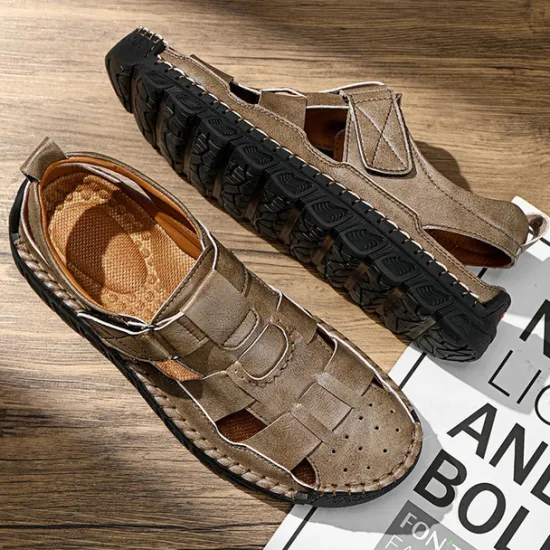 Best OUKU Men's Closed-Toe Suede Sandals - Lightweight Breathable Design with Adjustable Strap, Ideal for Summer Casual and Outdoor Activities