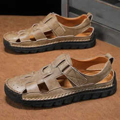 Best OUKU Men's Closed-Toe Suede Sandals - Lightweight Breathable Design with Adjustable Strap, Ideal for Summer Casual and Outdoor Activities