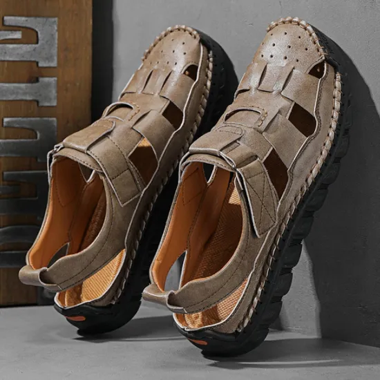 Best OUKU Men's Closed-Toe Suede Sandals - Lightweight Breathable Design with Adjustable Strap, Ideal for Summer Casual and Outdoor Activities