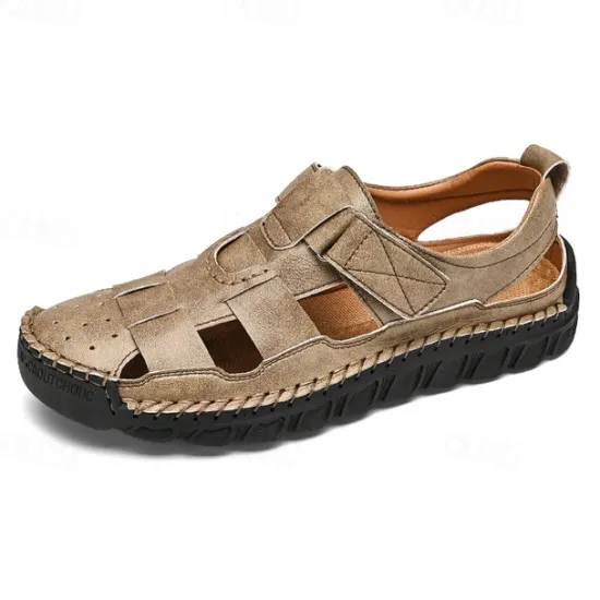 Best OUKU Men's Closed-Toe Suede Sandals - Lightweight Breathable Design with Adjustable Strap, Ideal for Summer Casual and Outdoor Activities