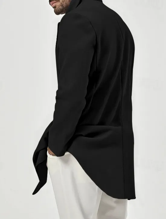 Outlet OUKU Men's Coat Trench Coat Daily Vacation Fall & Winter Polyester Soft Outerwear Clothing Apparel Fashion Classic Plain Pocket Turndown Double Breasted