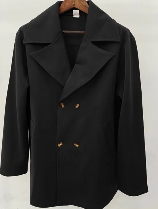 Outlet OUKU Men's Coat Trench Coat Daily Vacation Fall & Winter Polyester Soft Outerwear Clothing Apparel Fashion Classic Plain Pocket Turndown Double Breasted