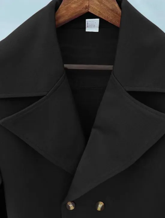 Outlet OUKU Men's Coat Trench Coat Daily Vacation Fall & Winter Polyester Soft Outerwear Clothing Apparel Fashion Classic Plain Pocket Turndown Double Breasted
