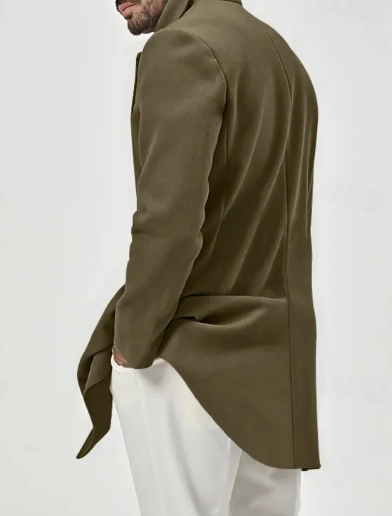 Outlet OUKU Men's Coat Trench Coat Daily Vacation Fall & Winter Polyester Soft Outerwear Clothing Apparel Fashion Classic Plain Pocket Turndown Double Breasted