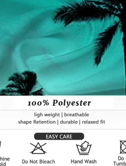 Online OUKU Men's Coconut Palm 2pcs Shirts Sets Shirt Short Sleeve Short Pants Cuban Collar Vacation Hawaiian Party Casual Daily 3D Print Summer Robin's Egg Blue Green