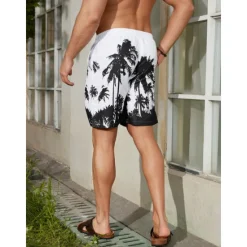 Discount OUKU Men's Coconut Tree Board Shorts Swim Shorts Swim Trunks Mid Waist Hawaiian Boho Casual Daily Holiday Drawstring with Mesh lining Elastic Waist Designer Clothing Apparel