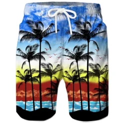 Discount OUKU Men's Coconut Tree Board Shorts Swim Shorts Swim Trunks Mid Waist Hawaiian Boho Casual Daily Holiday Drawstring with Mesh lining Elastic Waist Designer Clothing Apparel