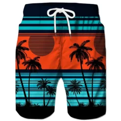 Discount OUKU Men's Coconut Tree Board Shorts Swim Shorts Swim Trunks Mid Waist Hawaiian Boho Casual Daily Holiday Drawstring with Mesh lining Elastic Waist Designer Clothing Apparel
