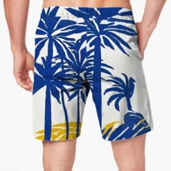 Best OUKU Men's Coconut Tree Colorful Swim Shorts Board Shorts Swimming Trunks Mid Waist Hawaiian Casual Holiday Beach Drawstring with Mesh lining Elastic Waist Designer Clothing Apparel
