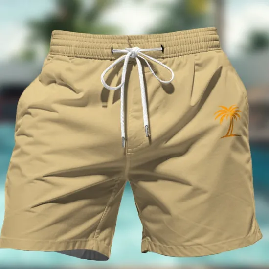 Discount OUKU Men's Coconut Tree Colorful Swimming Trunks Board Shorts Swim Shorts Mid Waist Hawaiian Casual Holiday Beach Drawstring with Mesh lining Elastic Waist Designer Clothing Apparel