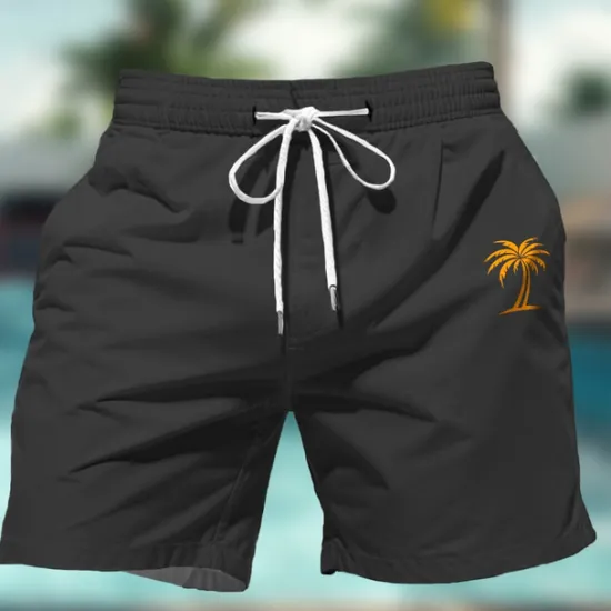 Discount OUKU Men's Coconut Tree Colorful Swimming Trunks Board Shorts Swim Shorts Mid Waist Hawaiian Casual Holiday Beach Drawstring with Mesh lining Elastic Waist Designer Clothing Apparel