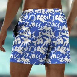 Hot OUKU Men's Coconut Tree Flower / Floral Swim Trunks Swim Shorts Board Shorts Mid Waist Hawaiian Casual Holiday Beach Drawstring with Mesh lining Elastic Waist Designer Clothing Apparel