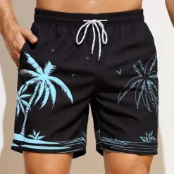 Sale OUKU Men's Coconut Tree Graphic Prints Swim Shorts Board Shorts Swimming Trunks Mid Waist Hawaiian Boho Casual Daily Holiday Drawstring with Mesh lining Elastic Waist Designer Clothing Apparel