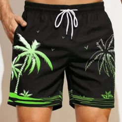 Sale OUKU Men's Coconut Tree Graphic Prints Swim Shorts Board Shorts Swimming Trunks Mid Waist Hawaiian Boho Casual Daily Holiday Drawstring with Mesh lining Elastic Waist Designer Clothing Apparel