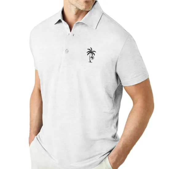 Sale OUKU Men's Coconut Tree Graphic Prints Polo Shirts Lapel Polo Graphic Polo Button Up Polos Cotton Polo Shirt Short Sleeve Shirt Turndown Outdoor Street Black White Pink Navy Blue Blue Print Clothing