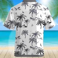 Discount OUKU Men's Coconut Tree Palm Tree Tropical Plants Summer Hawaiian Shirt Aloha Shirt Short Sleeves Shirt Turndown Hawaiian Casual Resort Outdoor Vacation Street Blue Gray S M L
