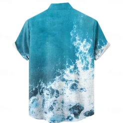 Best OUKU Men's Coconut Tree Sea Summer Hawaiian Shirt Aloha Shirt Short Sleeve Hawaiian Beach Vacation Beach Summer Spring Turndown Button Up Blue 1# Blue