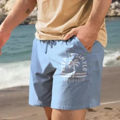 OUKU Men's Coconut Tree Shorts Summer Shorts Beach Shorts Mid Waist Hawaiian Casual Outdoor Holiday Going out Drawstring Elastic Waist Print Designer Clothing Apparel
